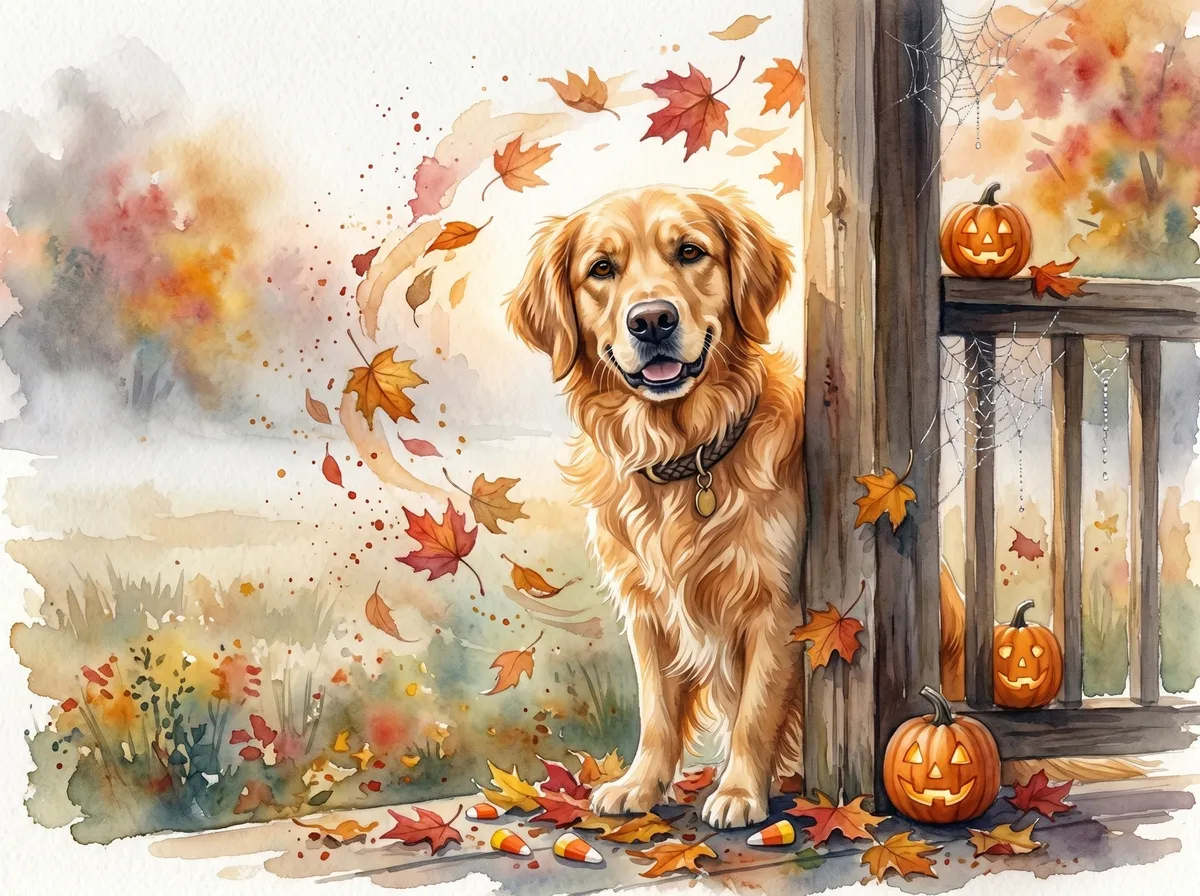 Golden Retriever watercolor calendar month 10